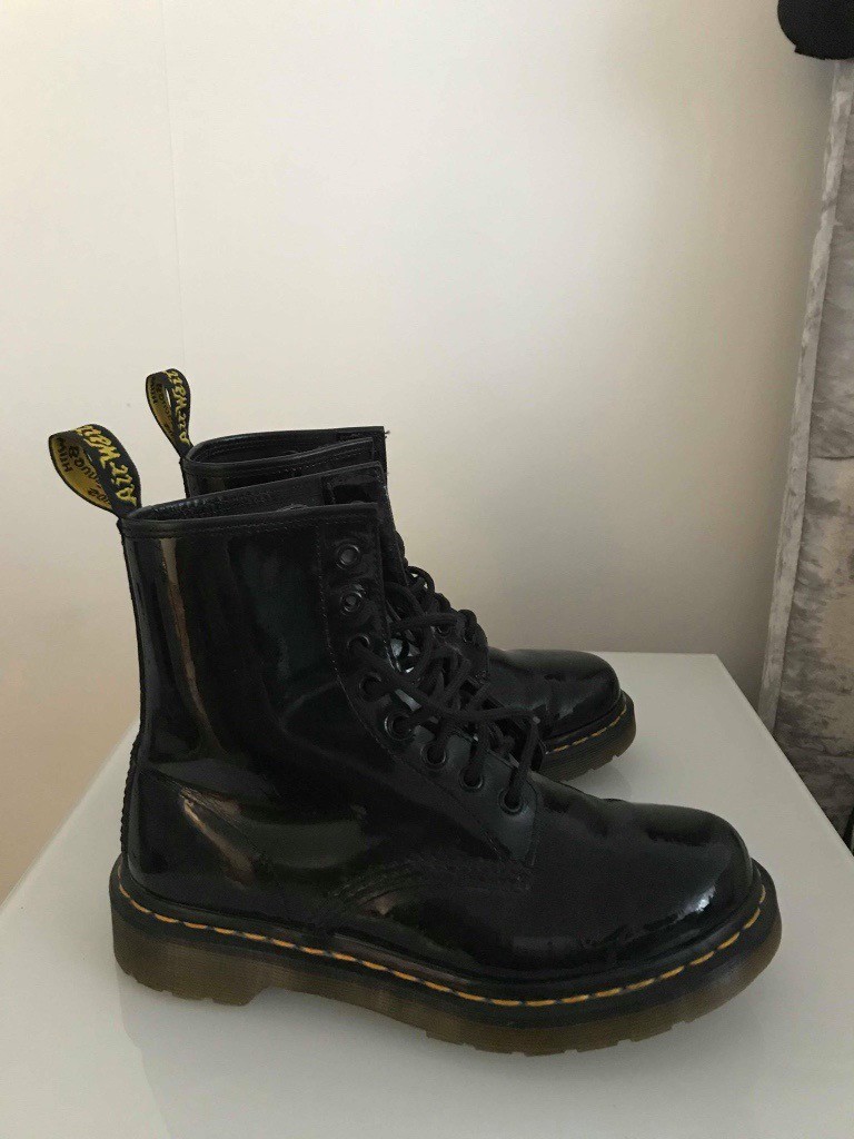 black patent doc martens size 4